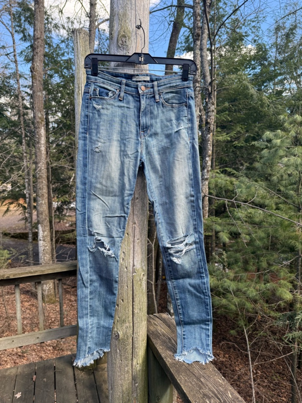 Fidelity Denim Distressed Light Blue Ripped Jeans